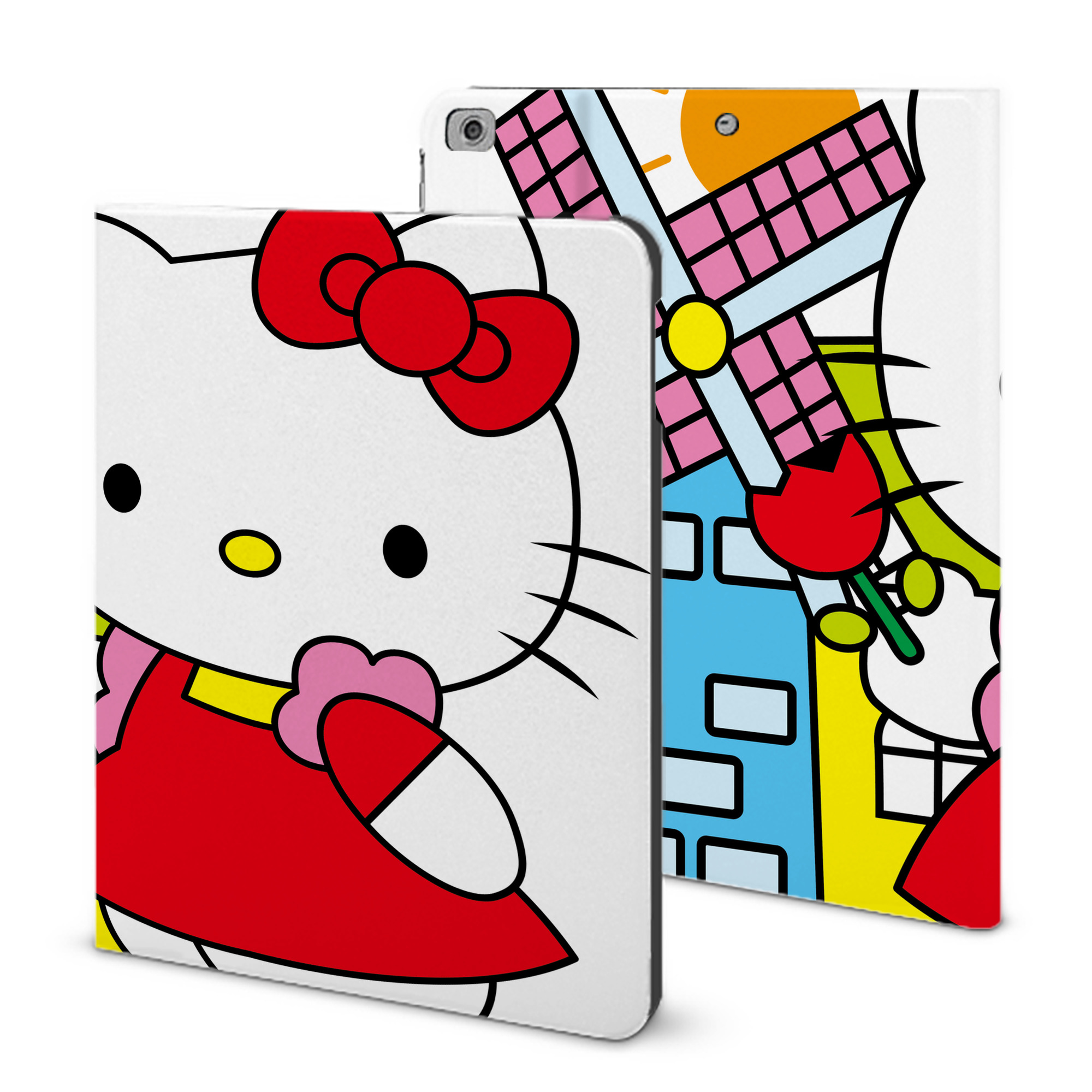 （画像用） Hello Kitty ハローキティ IPad ケース ブック型 PUレザー TPU 耐衝撃 軽量 薄型 ペン収納なし 全面保護 IPad 各モデル対応